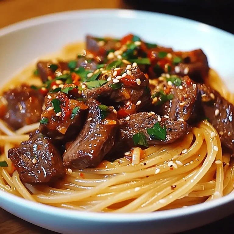 Sweet and Spicy Garlic Steak Pasta