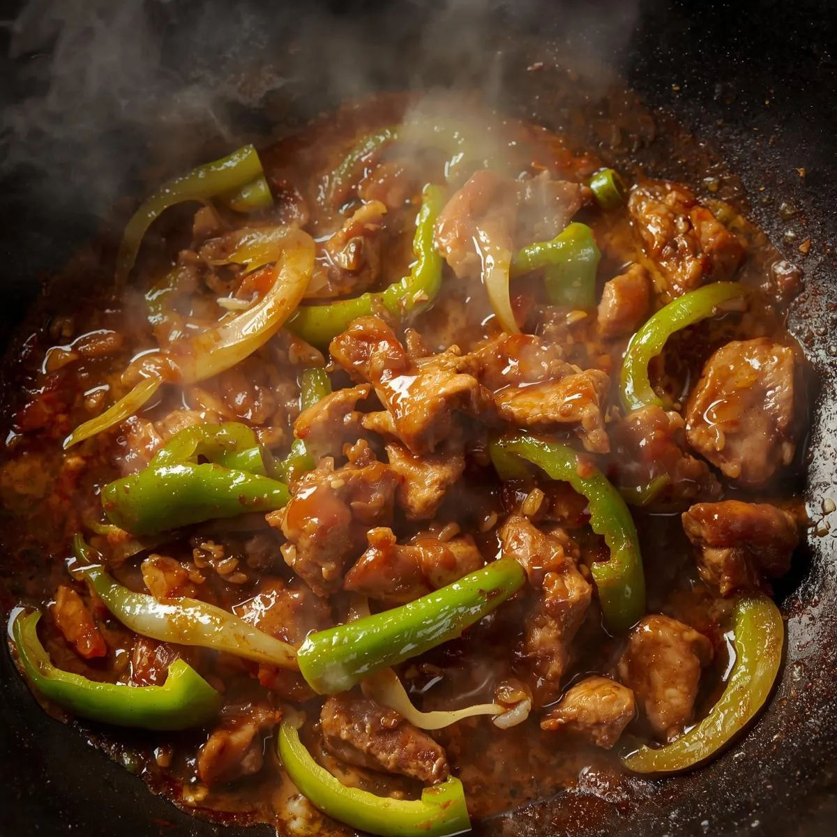 Sizzling Chinese Pepper Steak with Onions