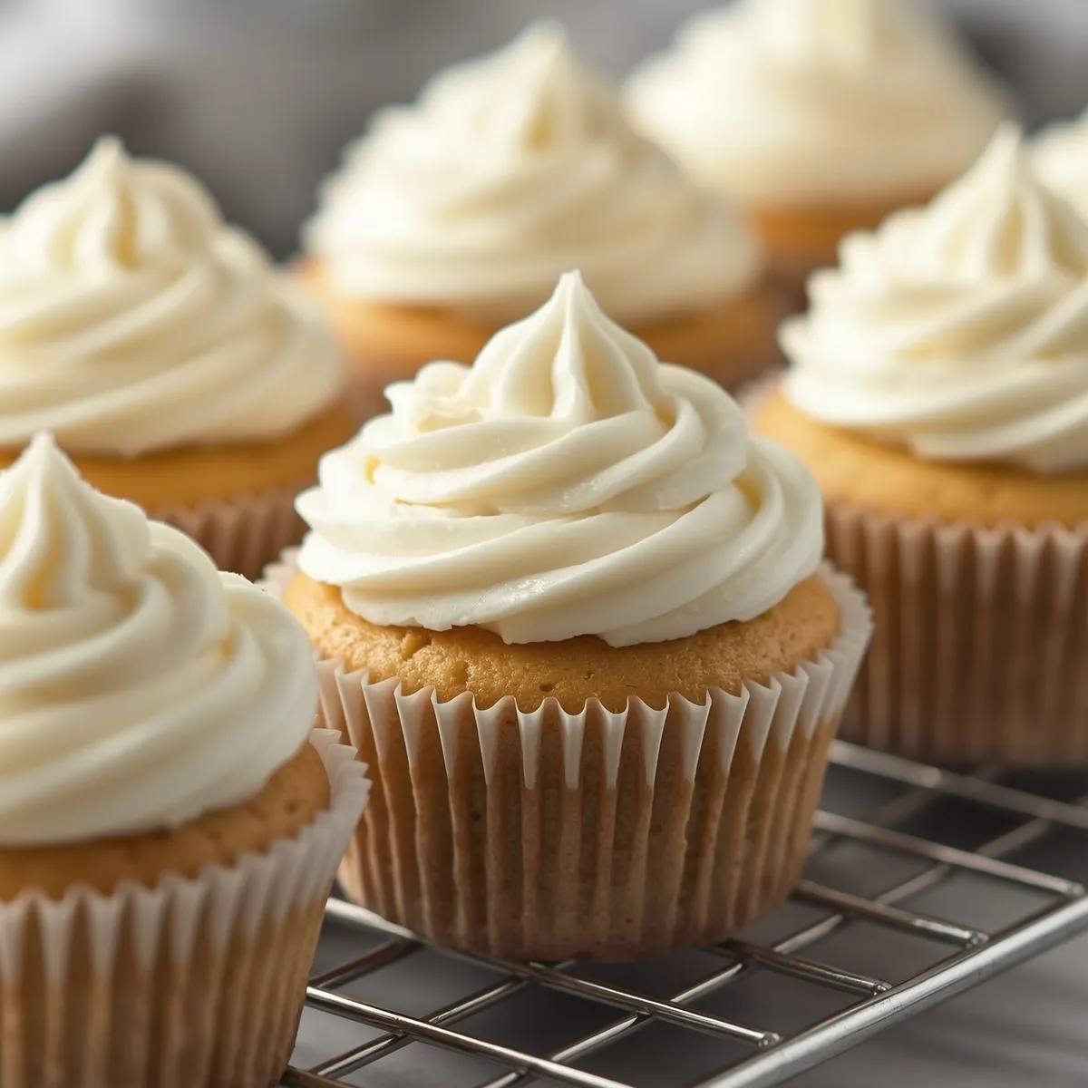 Freshly baked cotton cheesecake cupcakes cooling in their liners