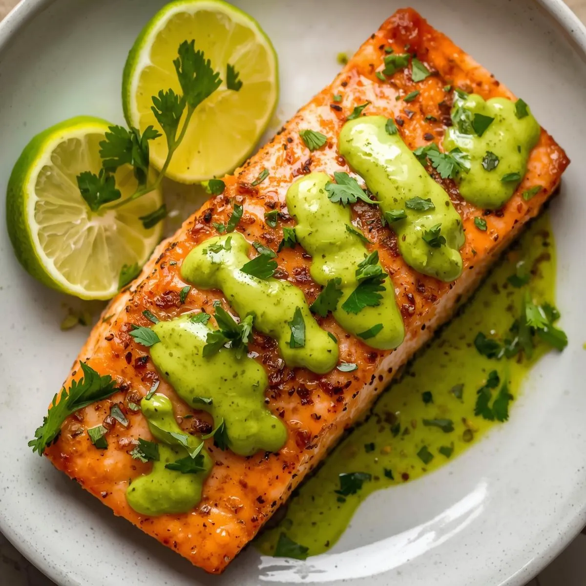 Baked Cajun Salmon with Avocado Lime Sauce – Flavorful, Healthy & Easy