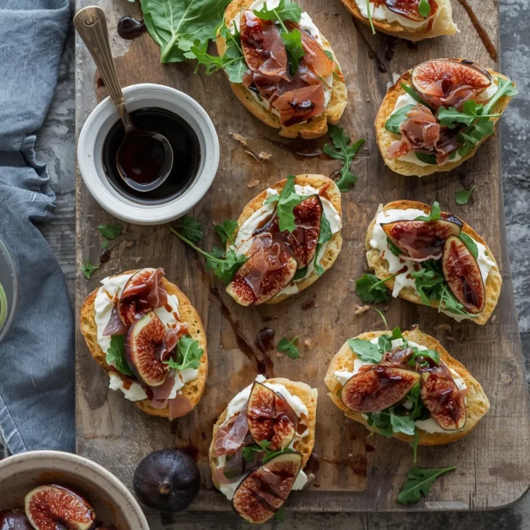 Fig & Prosciutto Crostini with Arugula and Balsamic Glaze