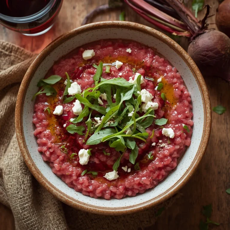 Beet-Risotto “Risotto Pink” with Arugula and Goat Cheese