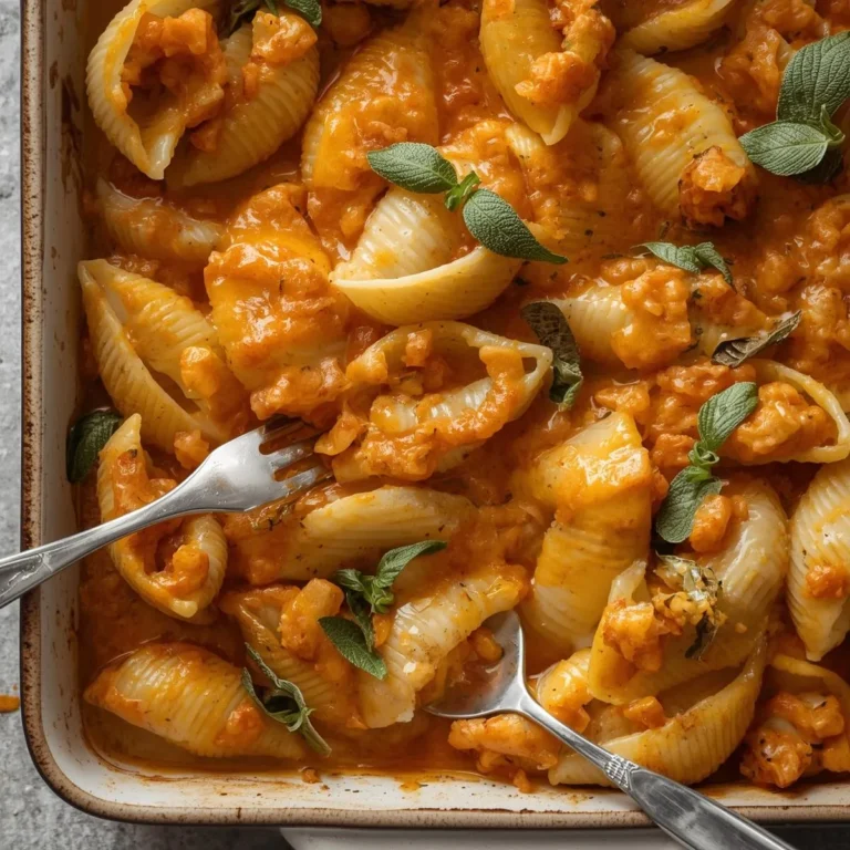 Pumpkin & Gouda Stuffed Shells With Brown Butter & Sage Alfredo Sauce