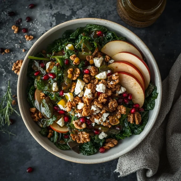 Winter Kale Salad with Pomegranate, Pears & Walnuts