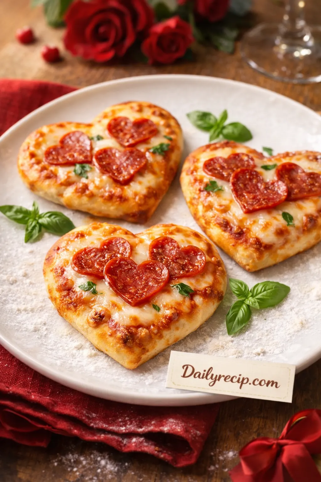 mini heart pizzas