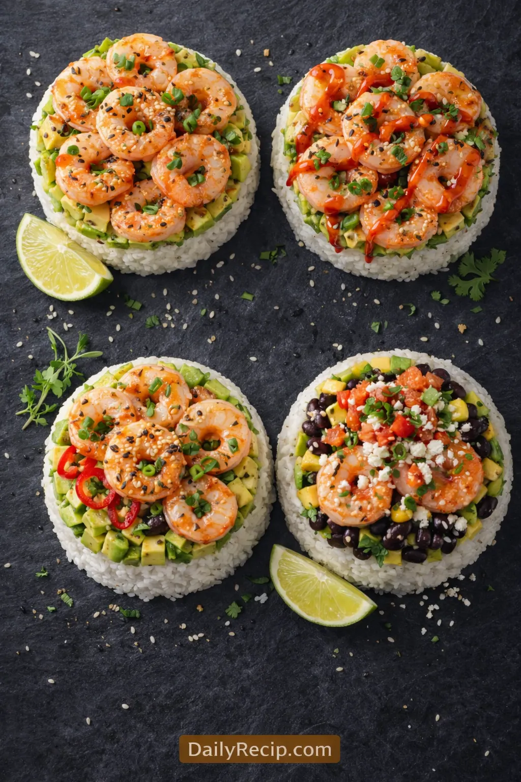 Shrimp Avocado Rice Stack